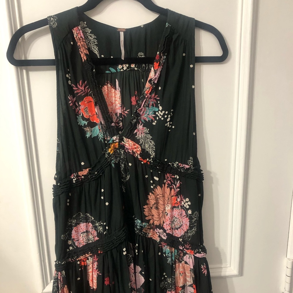 Free people black floral mini dress